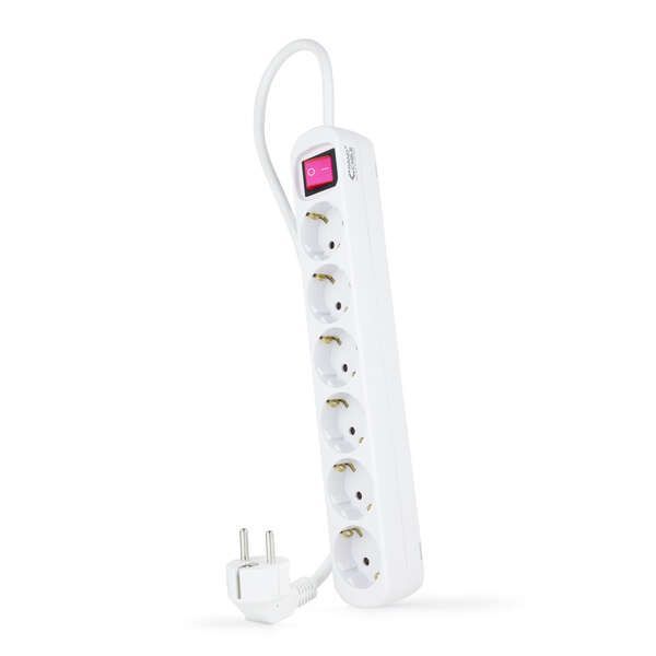 141969_1 Nanocable Regleta de Proteccion con 6 Shuckos - Cable de 1.40m - Interruptor On/Off - Color Blanco - Imagen 1