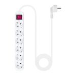 Nanocable Regleta de Proteccion con 6 Shuckos - Cable de 1.40m - Interruptor On/Off - Color Blanco - Imagen 2