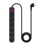 Nanocable Regleta de Proteccion con 6 Shuckos - Cable de 1.40m - Interruptor On/Off - Color Negro - Imagen 2
