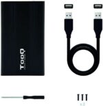 Tooq Carcasa Externa HDD/SDD 2.5" hasta 9,5mm SATA USB 2.0 - Color Negro - Imagen 4