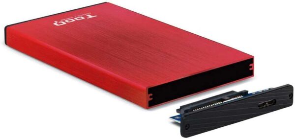 Tooq Carcasa Externa HDD/SDD 2.5" hasta 9,5mm SATA USB 3.0 - Color Rojo - Imagen 2