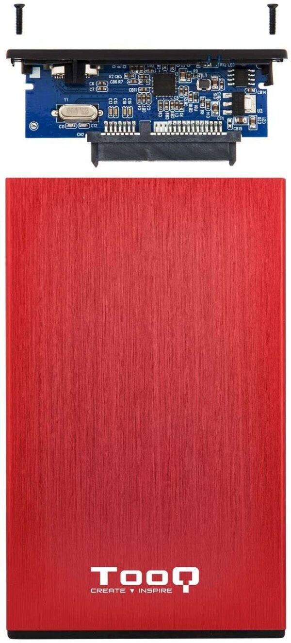 Tooq Carcasa Externa HDD/SDD 2.5" hasta 9,5mm SATA USB 3.0 - Color Rojo - Imagen 3