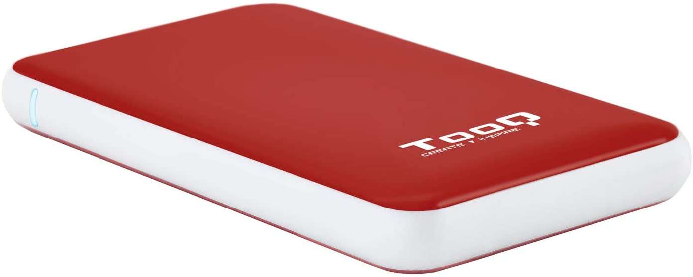 142294_1 Tooq Carcasa Externa HDD/SDD 2.5" hasta 9.5mm SATA USB 3.0/3.1 Gen 1 - Sin Tornillos - Color Rojo/Blanco - Imagen 1