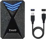 Tooq Carcasa Externa Gaming HDD/SDD 2.5" hasta 9.5mm SATA USB 3.0/3.1 Gen 1 - Iluminacion LED Azul - Sin Tornillos - Color Negro - Imagen 3