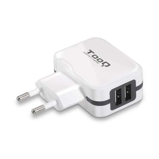142409_1 Tooq Cargador de Pared 2x USB 2.0 - Tecnologia AI - Color Blanco - Imagen 1