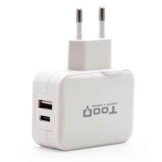 142474_1 Tooq Cargador de Pared USB 2.0, USB-C - Color Blanco - Imagen 1