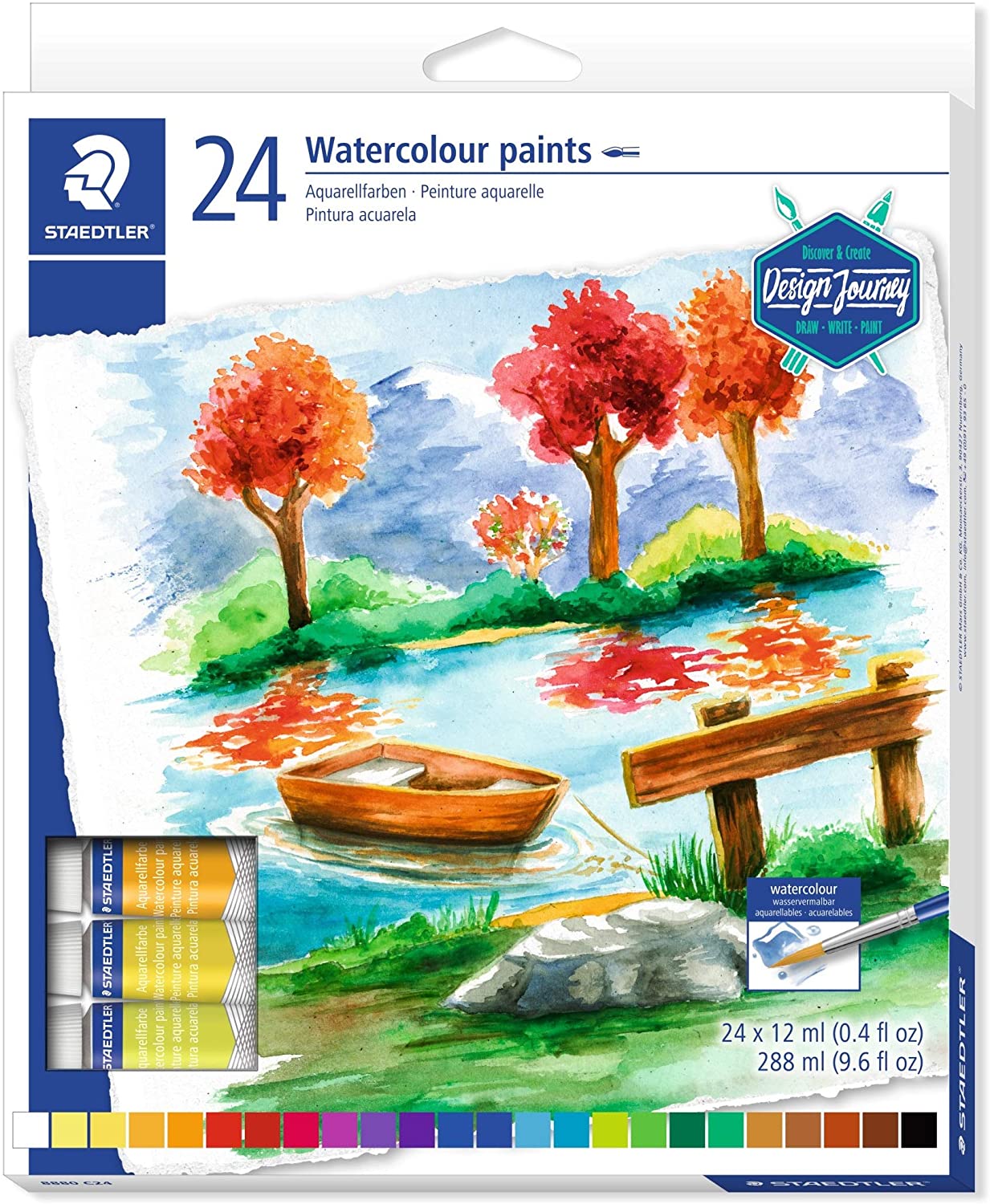 143269_1 Pack de 24 Tubos de Acuarela 12ml - Colores Brillantes - Usar en Papel Acuarela o Cartulina - Colores Surtidos - Imagen 1