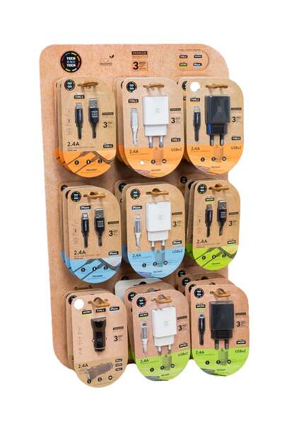144309_1 TechOneTech Expositor de 27 Cables y Cargadores para Smartphone - Unidades Surtidas - Imagen 1