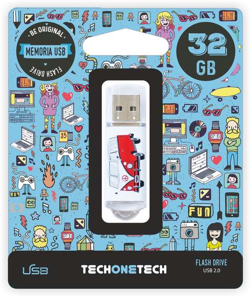 144464_1 TechOneTech Camper Van Van Memoria USB 2.0 32GB (Pendrive) - Imagen 1