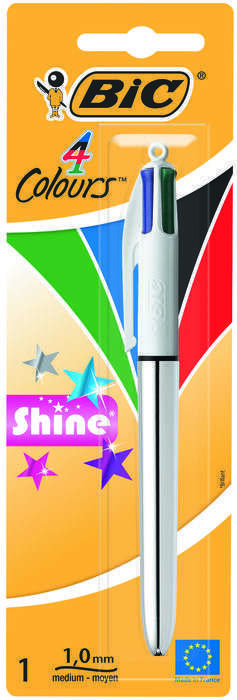 157615_1 Bic 4 Colours Shine Boligrafo de Bola Retractil - Punta Media de 1.0mm - Tinta con Base de Aceite - 4 Colores de Tinta - Imagen 1