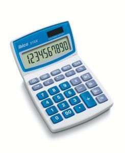 Ibico 210X Calculadora de Sobremesa 10 Digitos - Pantalla LCD Inclinable Ajustable - Teclas Grandes - Color Blanco/Azul