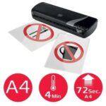 GBC Inspire+ A4 Plastificadora - Hasta Tamaño A4 - Velocidad 250mm/min - Calentamiento en 4 Minutos - Ajuste Adicional Frio - Grueso Bolsa 75 y 125mic - Color Negro - Imagen 2