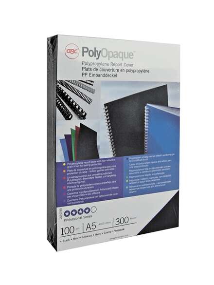 158725_1 GBC PolyOpaque Pack de 100 Portadas de Encuadernar A4 - 300 Micras - Color Negro - Imagen 1