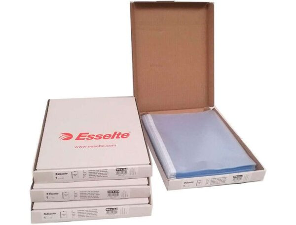 Esselte Pack de 100 Fundas Multitaladro Portadocumentos - Formato A4 - 16 Taladros - 80 Micras - Piel de Naranja - Color Transparente - Imagen 2