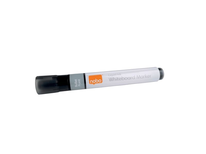 159200_1 Nobo Pack de 10 Rotuladores para Pizarra Blanca - Punta Redonda 3mm - Tinta Liquida - Ventana para Ver el Nivel de Tinta - Color Negro - Imagen 1