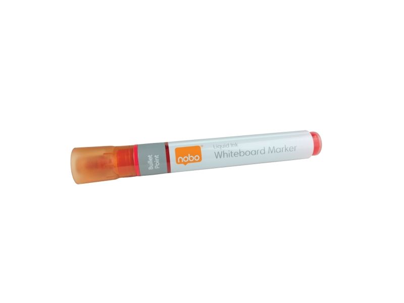 159205_1 Nobo Pack de 10 Rotuladores para Pizarra Blanca - Punta Redonda 3mm - Tinta Liquida - Ventana para Ver el Nivel de Tinta - Color Rojo - Imagen 1