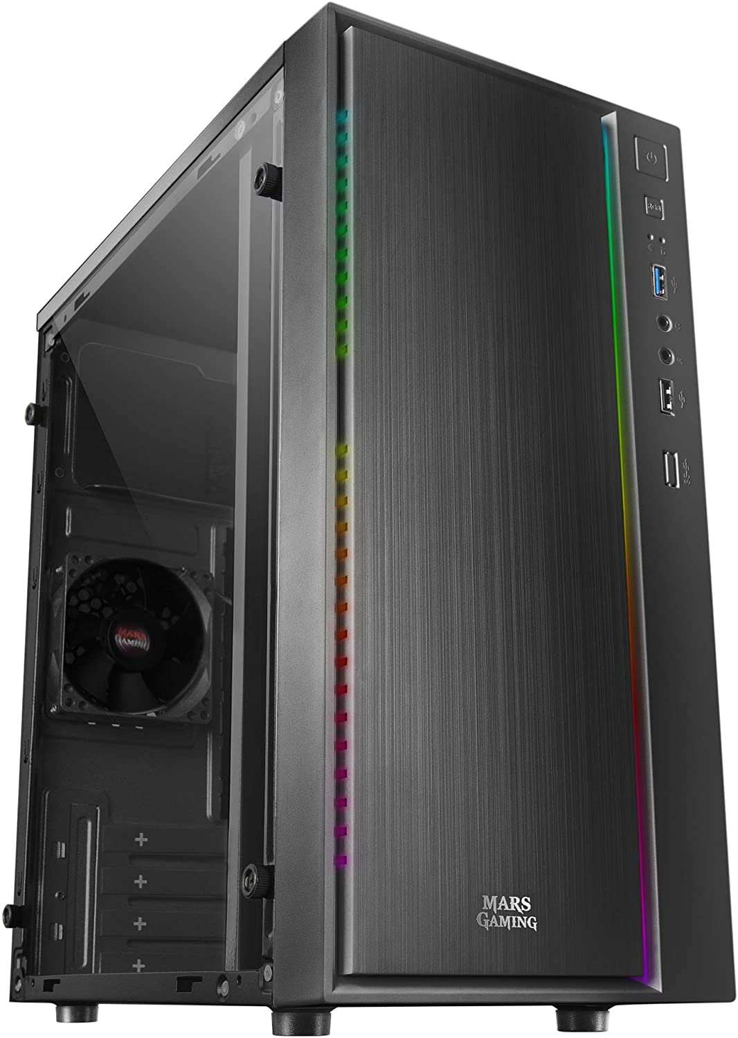 159280_1 Caja Minitorre Micro ATX, Mini-ITX - Panel Lateral Acrílico - Iluminación RGB - Tamaño HDD 2.5", 3.5" - USB-A 3.0, USB-A 2.0 y Audio - 1 Ventilador 80mm Incluido - Imagen 1