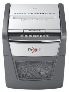 Destructora Automática de Corte en Partículas Rexel Optimum AutoFeed 45X- 20L - Alimentación Automática 45 hojas - Ranura Manual 6 Hojas - Anti Atasco