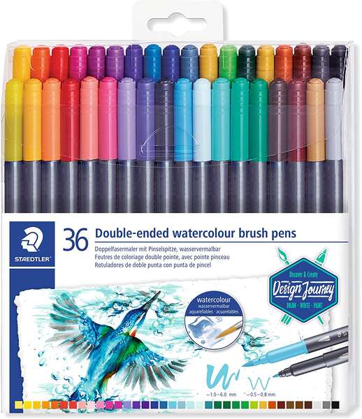 162640_1 Staedtler 3001 Pack de 36 Rotuladores Acuarelables de Doble Punta - Colores Surtidos - Imagen 1