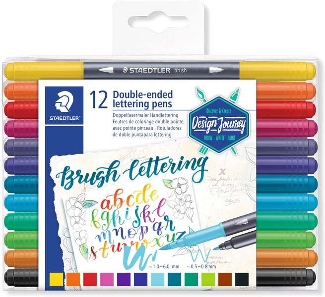 162645_1 Staedtler 3004 Pack de 12 Rotuladores de Doble Punta para Lettering - Colores Surtidos - Imagen 1