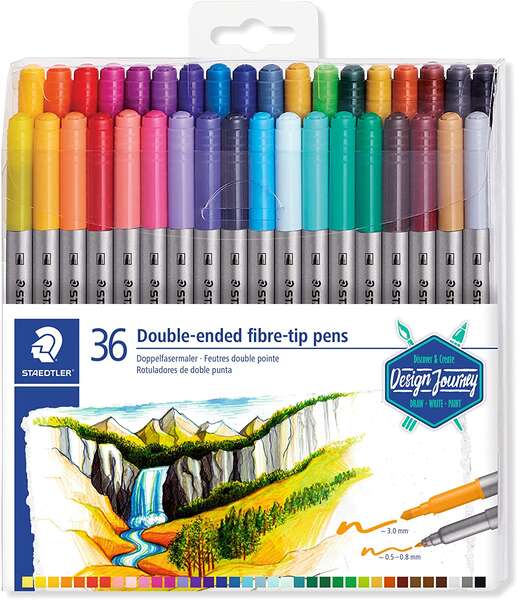 162685_1 Staedtler 3200 Pack de 36 Rotuladores de Doble Punta - Resistente a la Presion - Colores Surtidos - Imagen 1