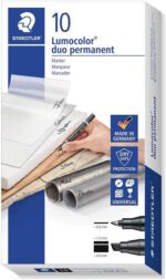 Staedtler Lumocolor 348 Rotulador Permanente de Doble Punta - Secado Rapido - Color Negro - Imagen 2
