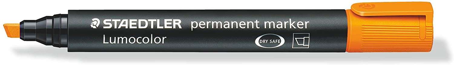 163850_2 Staedtler Lumocolor 350 Rotulador Permanente - Punta Biselada 2-5mm aprox. - Tinta Base de Alcohol - Secado Rapido - Color Naranja - Imagen 1