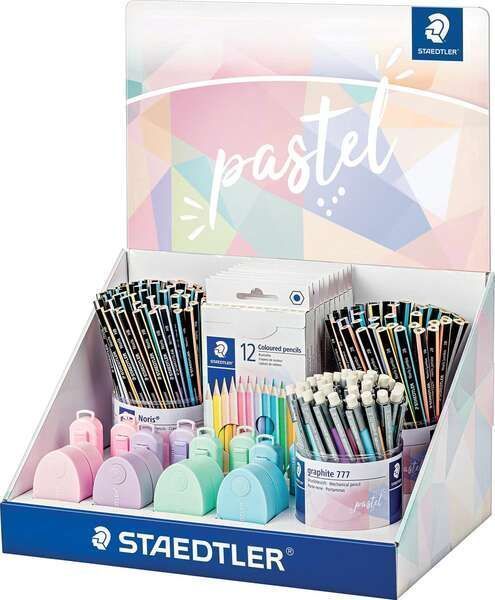 164330_1 Staedtler Expositor con 182 Piezas Surtidas - Modelos Lapices Noris 118, Lapices Noris 119, Portaminas Graphite 777, Estuches 146 C, Gomas 525 PS1, Afilalapices 512 PS2 - Imagen 1