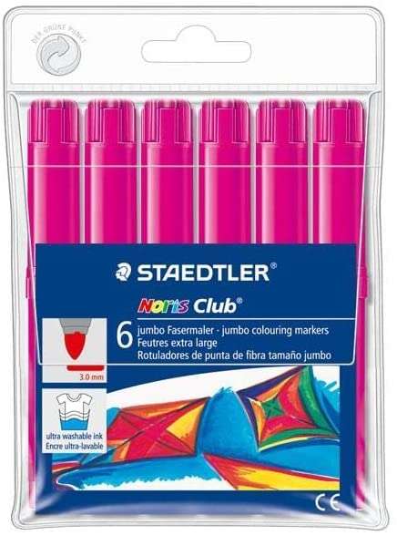 164580_1 Staedtler Noris Watercolour 340 Pack de 6 Rotuladores de Gran Tamaño - Trazo 3mm Aprox - Lavable Facilmente - Tinta Base de Agua - Color Magenta - Imagen 1