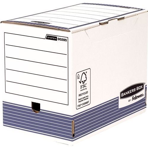 165941_1 Fellowes Bankers Box Caja de Archivo Definitivo 200mm A4 - Montaje Automatico Fastfold - Carton Reciclado Certificacion FSC - Imagen 1