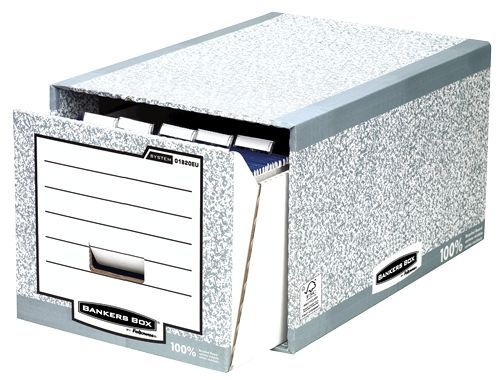 165976_1 Fellowes Bankers Box Cajon Archivador - Montaje Manual - Carton Reciclado Certificacion FSC - Color Gris - Imagen 1