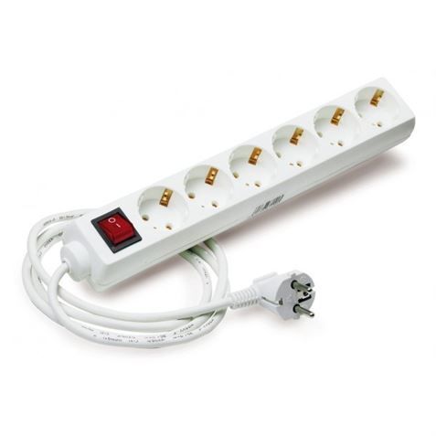 166326_1 Elbat Regleta Alimentacion - 6 Tomas Schuko - Interruptor On/Off - Cable de 1.50m - Imagen 1