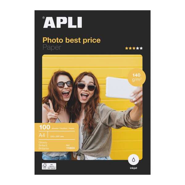 166831_1 Apli Papel Fotografico Bestprice A4 140gr - Acabado Brillante - 100 Hojas - Imagen 1
