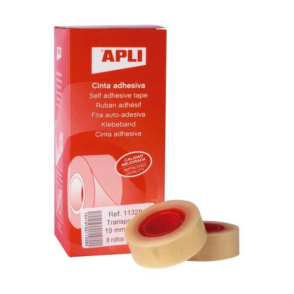 166916_1 Apli Pack de 8 Cintas Adhesivas Transparente 19 mm x 33 m - Imagen 1