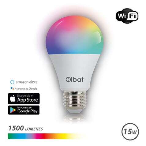 167026_1 Elbat Bombilla LED Smart Wi-Fi A65 E27 15W 1500lm RGB - Temperatura 2700K a los 6000K - Control de Voz - Control Remoto - 3 Modos de Color: Frio, Natural y Calido - Imagen 1