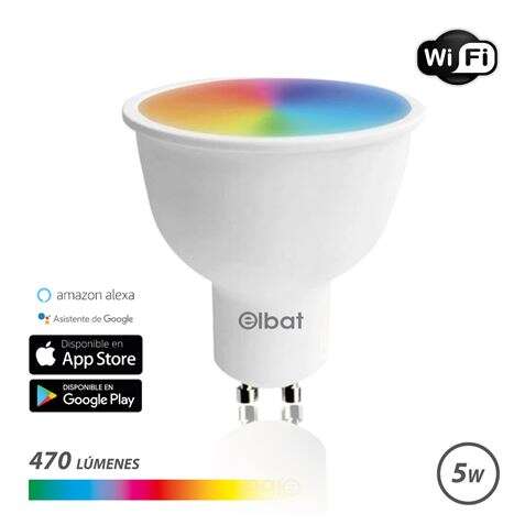 167031_1 Elbat Bombilla LED Smart Wi-Fi GU10 5W 470lm RGB - Temperatura 2700K a los 6000K - Control de Voz - Control Remoto - 3 Modos de Color: Frio, Natural y Calido - Imagen 1