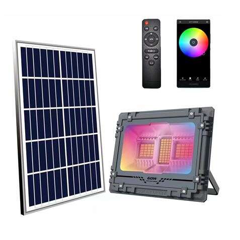 167736_1 Elbat Foco Solar Led RGB 100W - 780LM - Bluetooth - Bateria 5V/12AH - Control Remoto - IP67 - Imagen 1