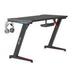 Mesa Gaming Fibra de Carbono con Luz RGB Muvip PRO300 - Solida - Gran Superficie - Portavasos - Gancho para Auriculares - Medidas 120x60x75cm - Color Negro - Imagen 2