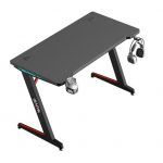Mesa Gaming Fibra de Carbono con Luz RGB Muvip PRO300 - Solida - Gran Superficie - Portavasos - Gancho para Auriculares - Medidas 120x60x75cm - Color Negro - Imagen 4