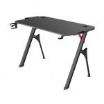 Mesa Gaming Fibra de Carbono con Luz RGB Muvip PRO1400 - Solida - Gran Superficie - Portavasos - Gancho para Auriculares - Medidas 120x60x75cm - Color Negro