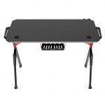 Mesa Gaming Fibra de Carbono con Luz RGB Muvip PRO1400 - Solida - Gran Superficie - Portavasos - Gancho para Auriculares - Medidas 120x60x75cm - Color Negro - Imagen 4