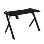Mesa Gaming Fibra de Carbono con Luz RGB Muvip PRO1200 - Solida - Gran Superficie - Portavasos - Gancho para Auriculares - Medidas 120x60x75cm - Color Negro