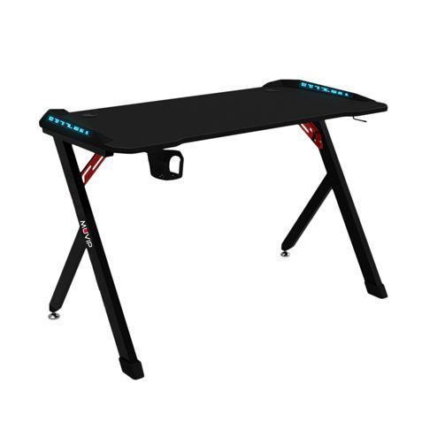 167781_1 Mesa Gaming Fibra de Carbono con Luz RGB Muvip PRO1200 - Solida - Gran Superficie - Portavasos - Gancho para Auriculares - Medidas 120x60x75cm - Color Negro - Imagen 1