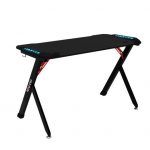 Mesa Gaming Fibra de Carbono con Luz RGB Muvip PRO1200 - Solida - Gran Superficie - Portavasos - Gancho para Auriculares - Medidas 120x60x75cm - Color Negro - Imagen 3