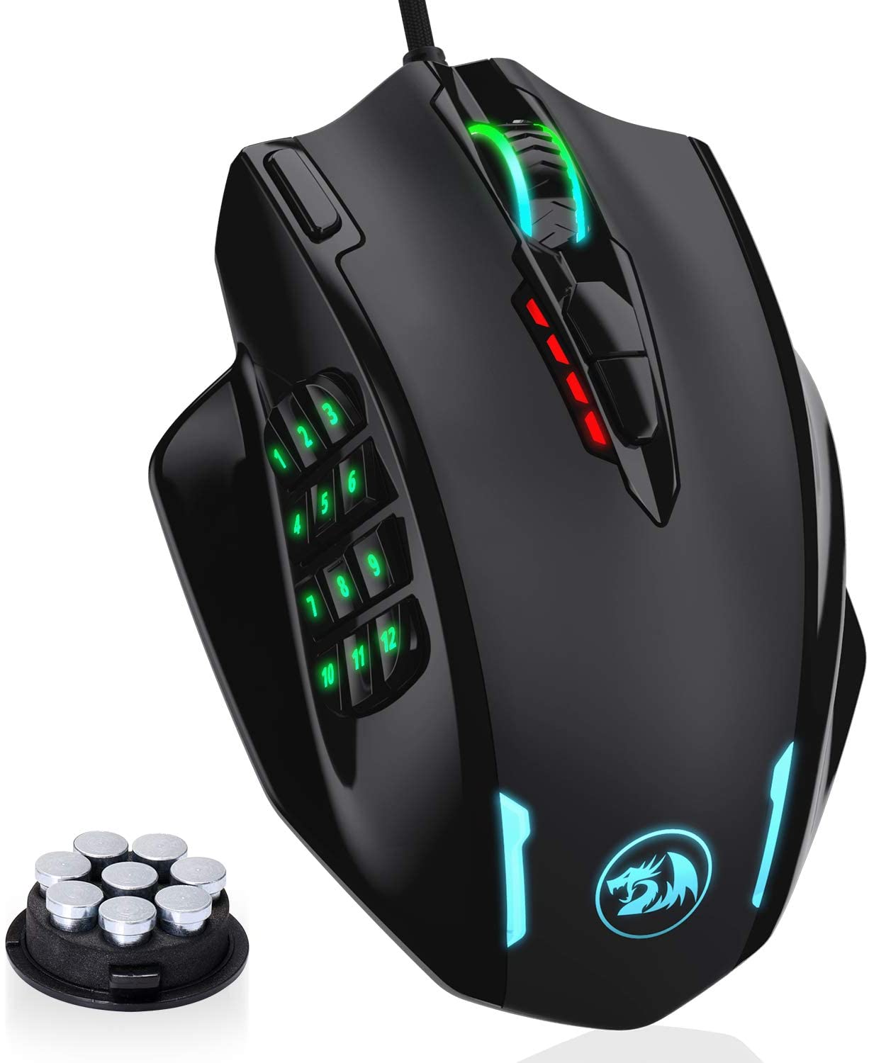 170791_1 Ratón Gaming USB 12400dpi Redragon M908 Impact - 18 Botones Programables - Iluminación RGB - Peso Regulable - Uso Diestro - Cable de 1.80m - Imagen 1
