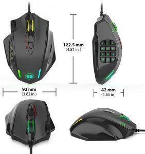 Ratón Gaming USB 12400dpi Redragon M908 Impact - 18 Botones Programables - Iluminación RGB - Peso Regulable - Uso Diestro - Cable de 1.80m - Imagen 2