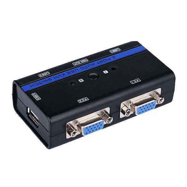 171341_1 Aisens Conmutador KVM VGA USB 1U-2PC+Cable - Color Negro - Imagen 1