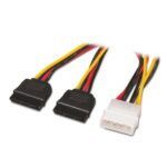 Aisens Cable SATA Alimentacion - Molex 4pin/M-2xSATA Hembra - 20cm - 100% Cobre - Color Negro - Imagen 2