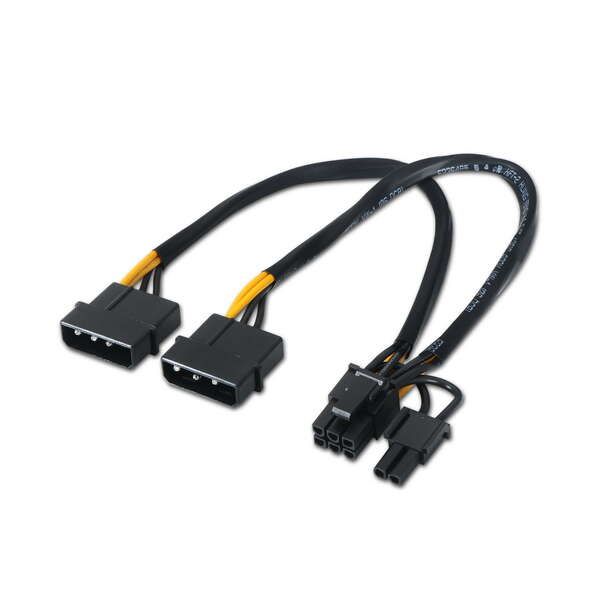 171821_1 Aisens Cable Tarjeta grafica - 2xMolex 4pin/M-PCI-E(Molex 6+2pin)/M - 20cm - 100% Cobre - Color Negro - Imagen 1