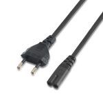 Cable Alimentación Forma 8 - CEE7/16/M-C7/H - 1.5m - 100% Cobre Puro AWG18 - Color Negro